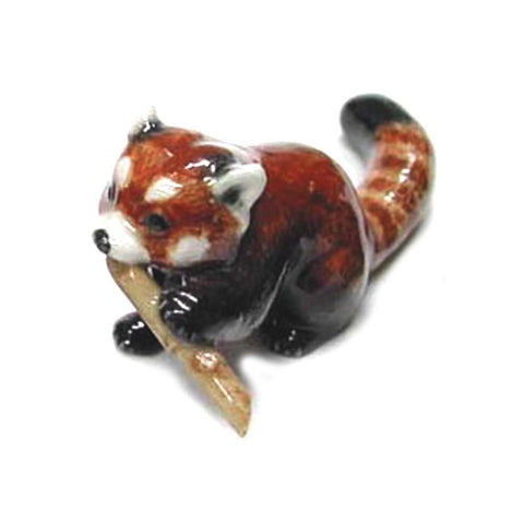 Red Panda Cub Crouching - miniature porcelain figurine