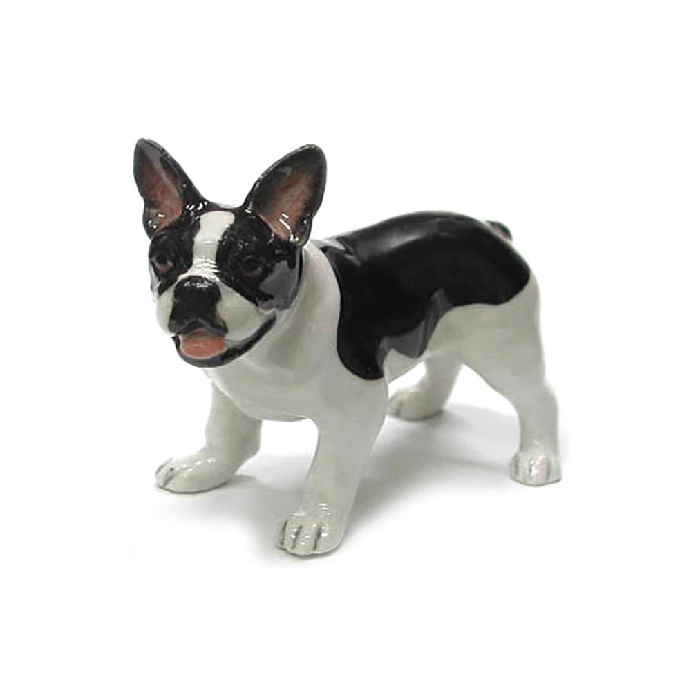 Dog - Black and White French Bulldog - Porcelain Animal FIgurines - Northern Rose, Little Critterz