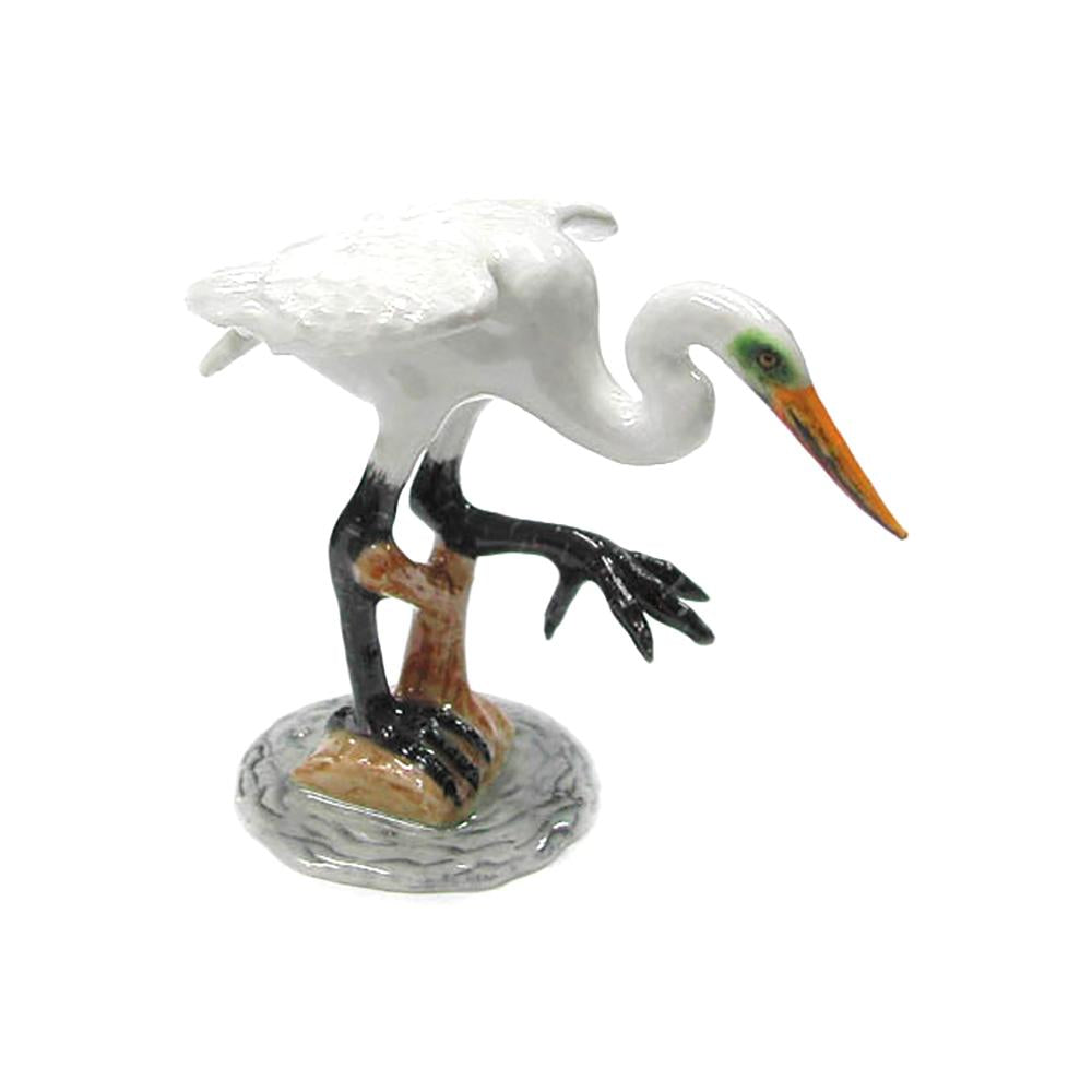 Great White Egret - miniature porcelain figurine