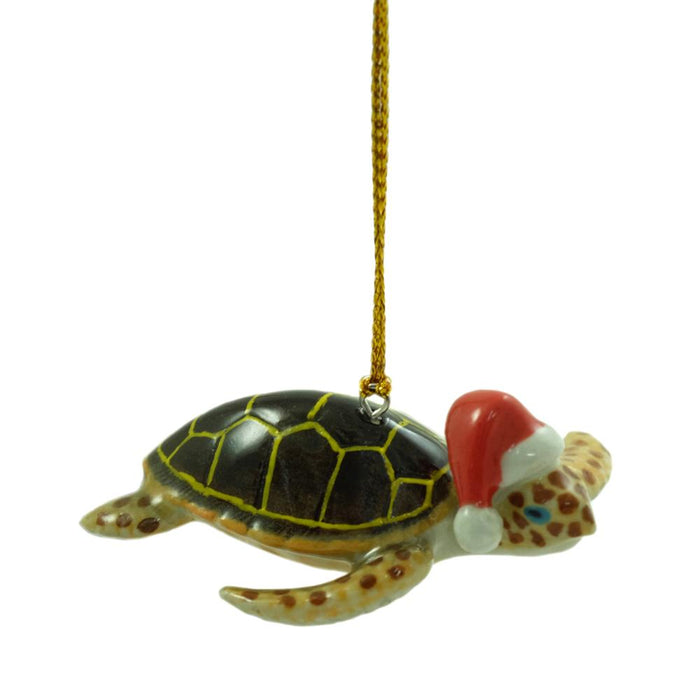 Sea Turtle with Santa Hat Ornament